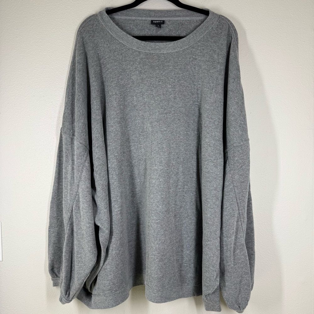Torrid Gray Crewneck Sweatshirt Oversized Sleeves Relaxed Women’s Size 3X